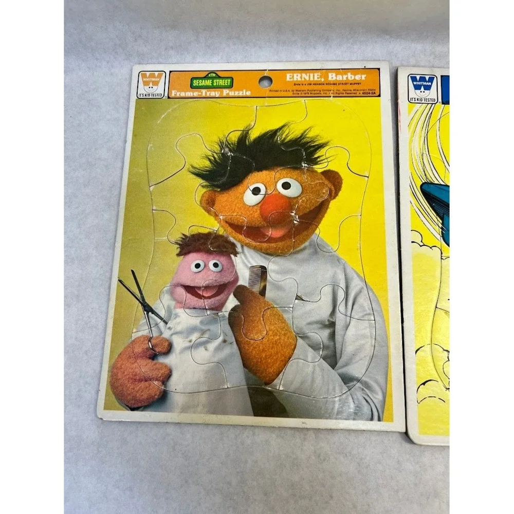 Vintage Whitman Frame-Tray Puzzles Superman & Sesame Street Ernie Barber 1979